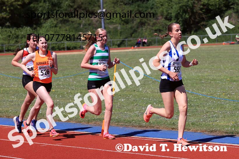 Womens under-17s 3000 metres, 2025 North Eastern Track and Field Champs., Shildon, County Durham. Photo: David T. Hewitson/Sports for All Pics